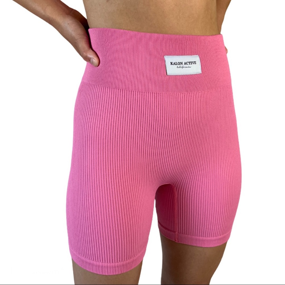 Summer DEAL: Barbie Pink - High Waisted Biker Shorts rib shorts